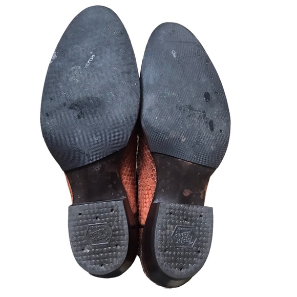 Mens 7 D Tony Lama Python Snakeskin Two Toned Black And Brown Roper Cowboy Boots - Picture 13 of 13